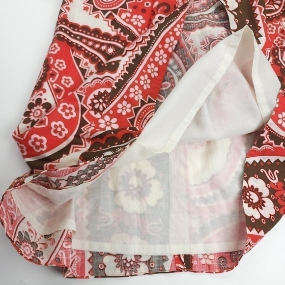 New Talbots Cream Red Brown Patterned Belted Dress Sz 12p - Picture 5 of 16